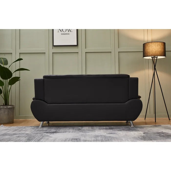 Couch: 77'' Faux Leather Round Arm Sofa