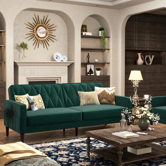 Couch: 79.4'' Velvet Square Arm Sleeper