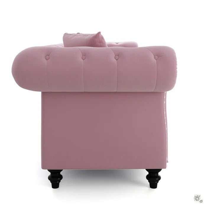 Couch: 80'' Rolled Arm Chesterfield Sofa