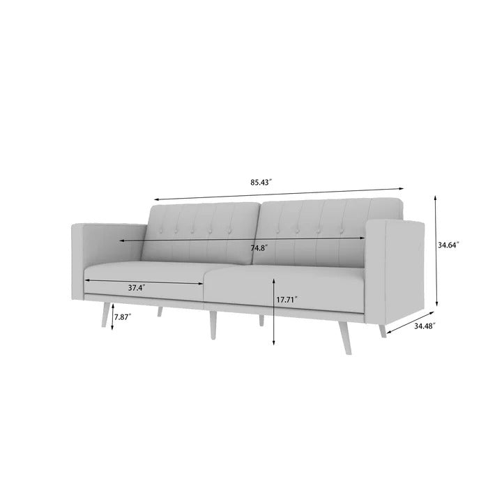 Couch: 85.43'' Velvet Square Arm Sofa