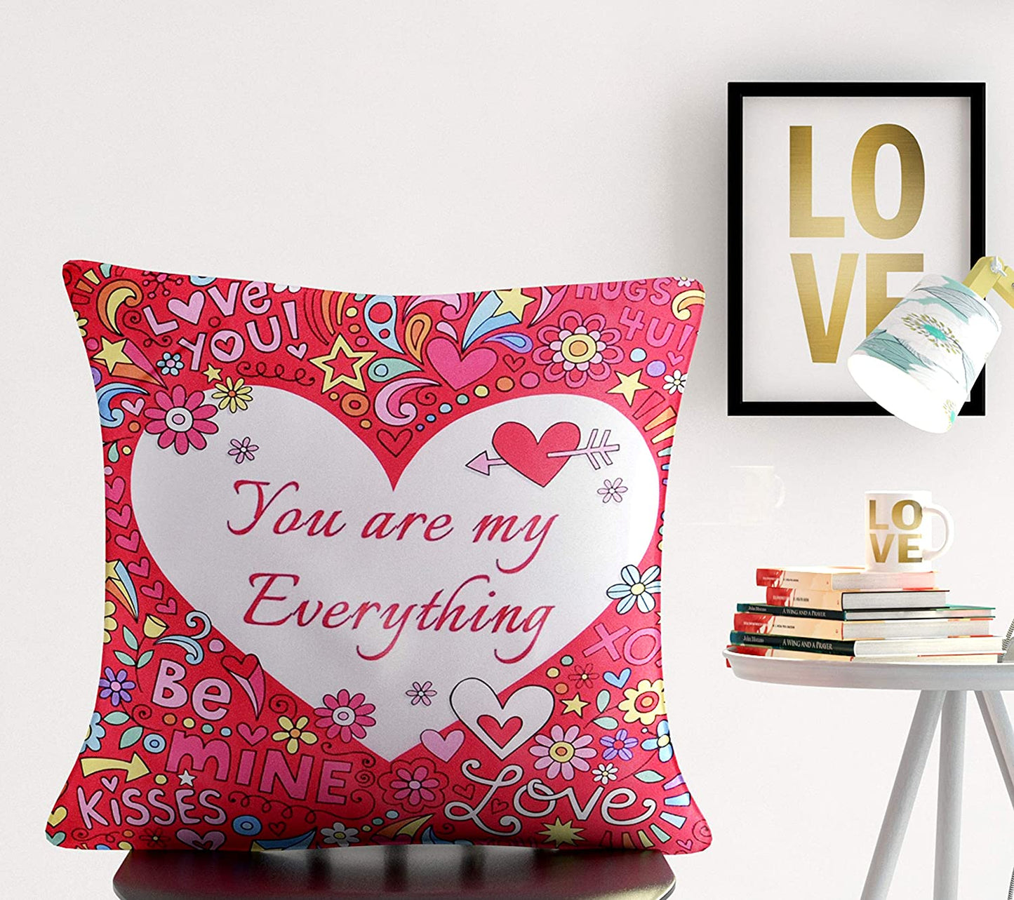 Cushion Cover: Designer Decorative Anniversary/Valentines Day Love Gifting Heart Throw Pillow/Cushion Cover