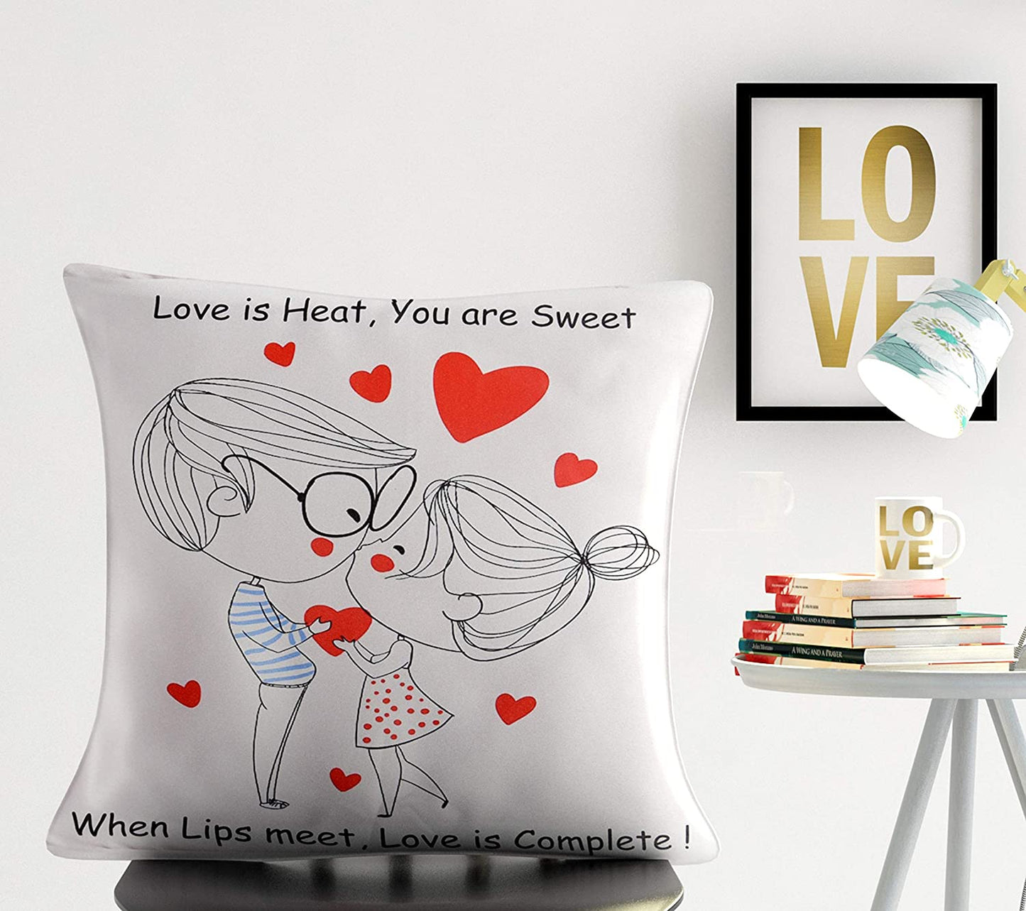 Cushion Cover: Satin Designer Decorative Anniversary/Valentines Day Love Gifting Heart Throw Pillow/Cushion Cover