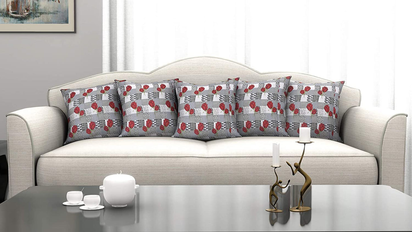 Cushion Cover: Cotton 120 TC Cushion Cover, 16 x 16 Inch, Multicolour, 5 Pieces