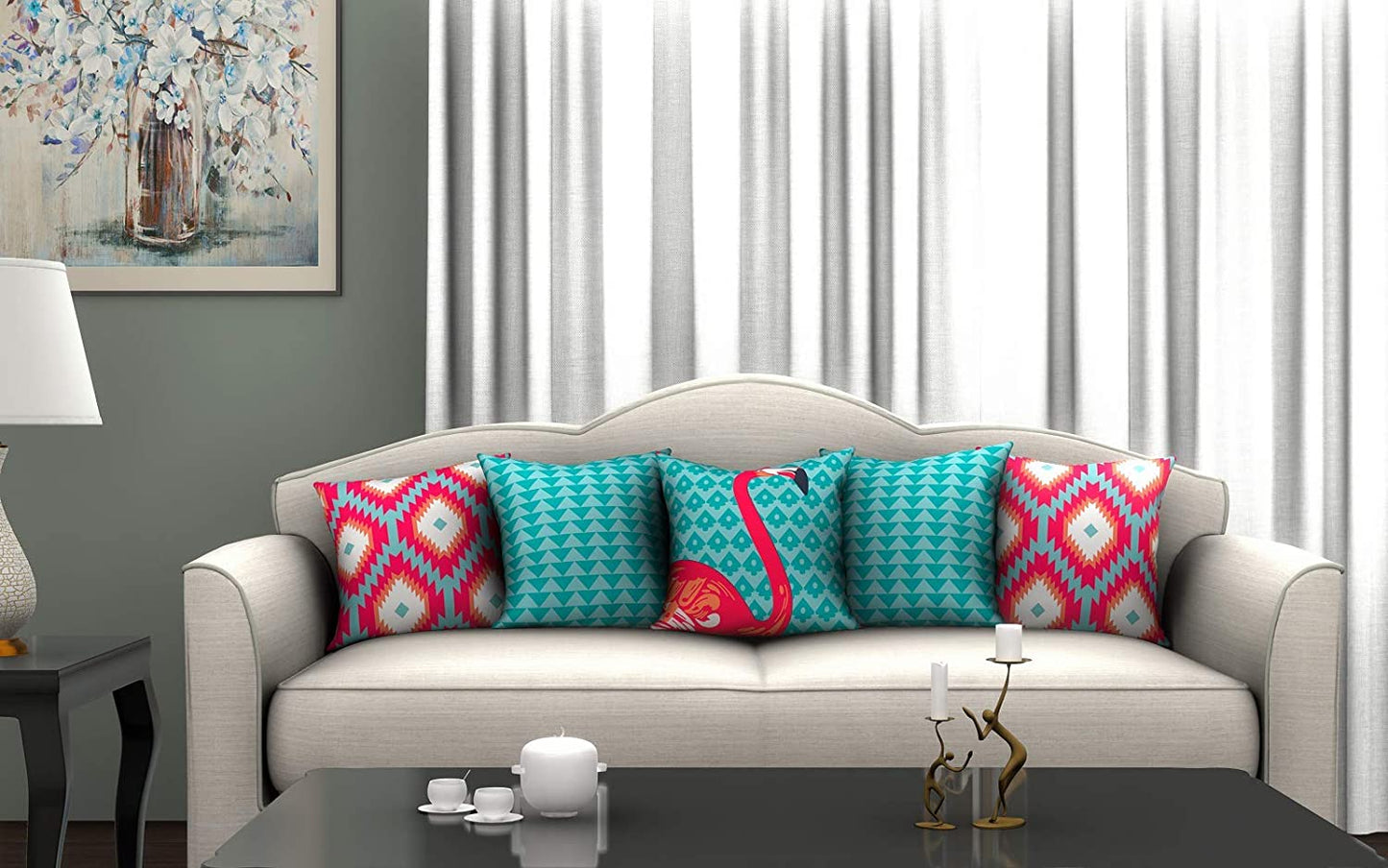 Cushion Covers: Set of 5 Abstract Decorative Hand Made Jute Throw/Pillow Cushion Covers