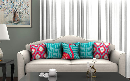 Cushion Covers: Set of 5 Abstract Decorative Hand Made Jute Throw/Pillow Cushion Covers