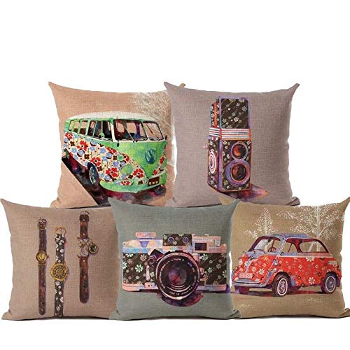 Cushion Covers: Set of 5 Multi Colored Decorative Hand Made Velvet Cotton Cushion Covers