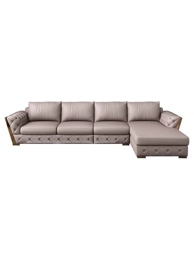 Designer Sofa Set:- L-Shape Luxury Furniture Sofa Set For Home, Fabric (Light Grey)
