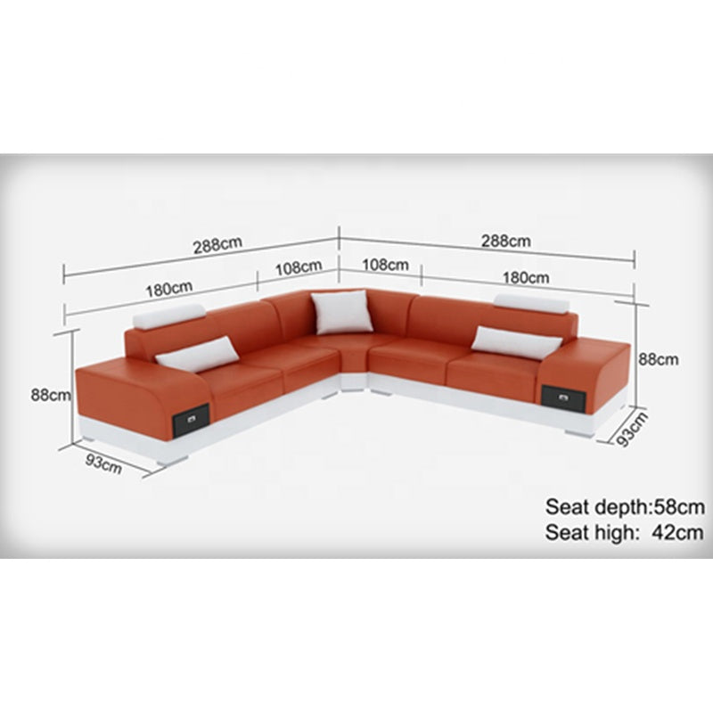 Designer Sofa Set:- American Style L Shape Modern Luxury Furniture Sofa Set (Black and White)