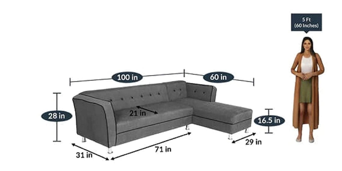 Designer Sofa Set:- Dora L Shape 5 Seater Fabric Luxury Furniture Sofa Set