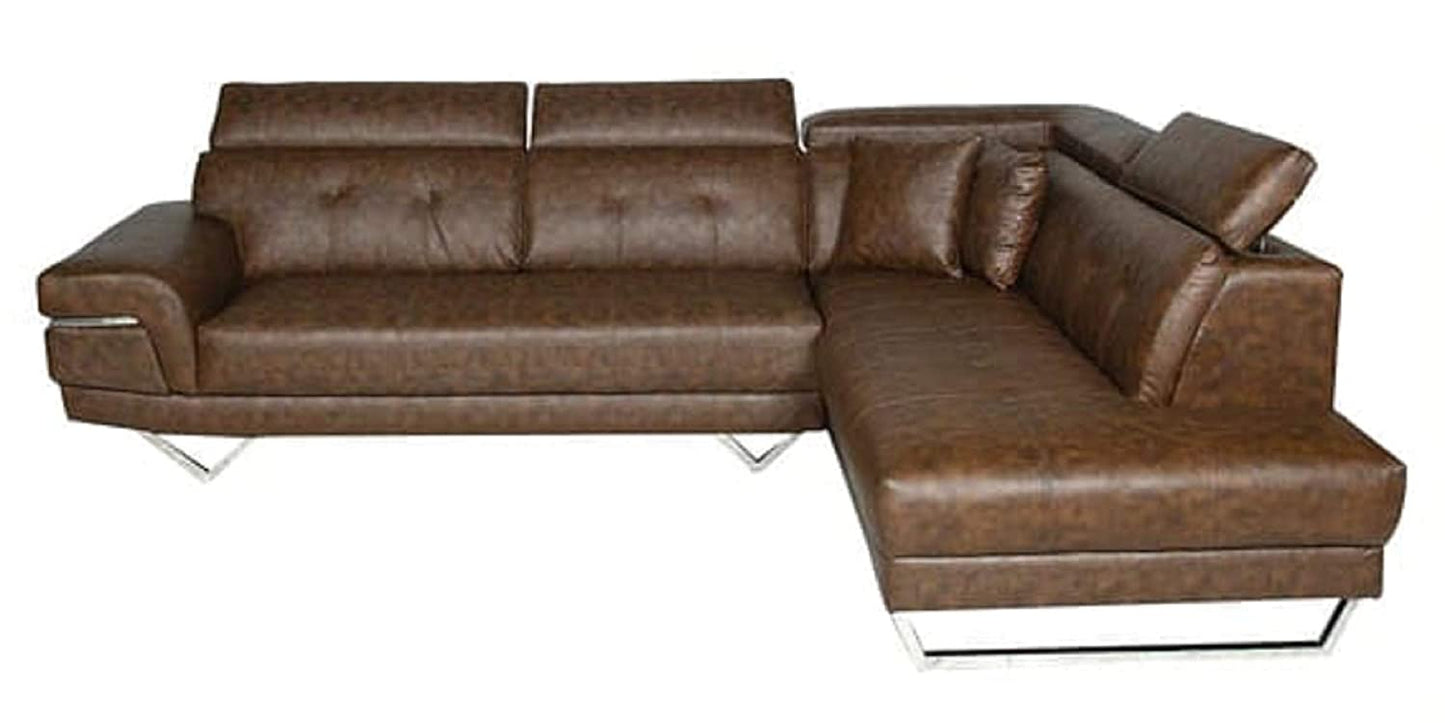 Designer Sofa Set:- Hugo Corner L Shape 6 Seater Fabric Luxury Furniture Sofa Set (Brown)