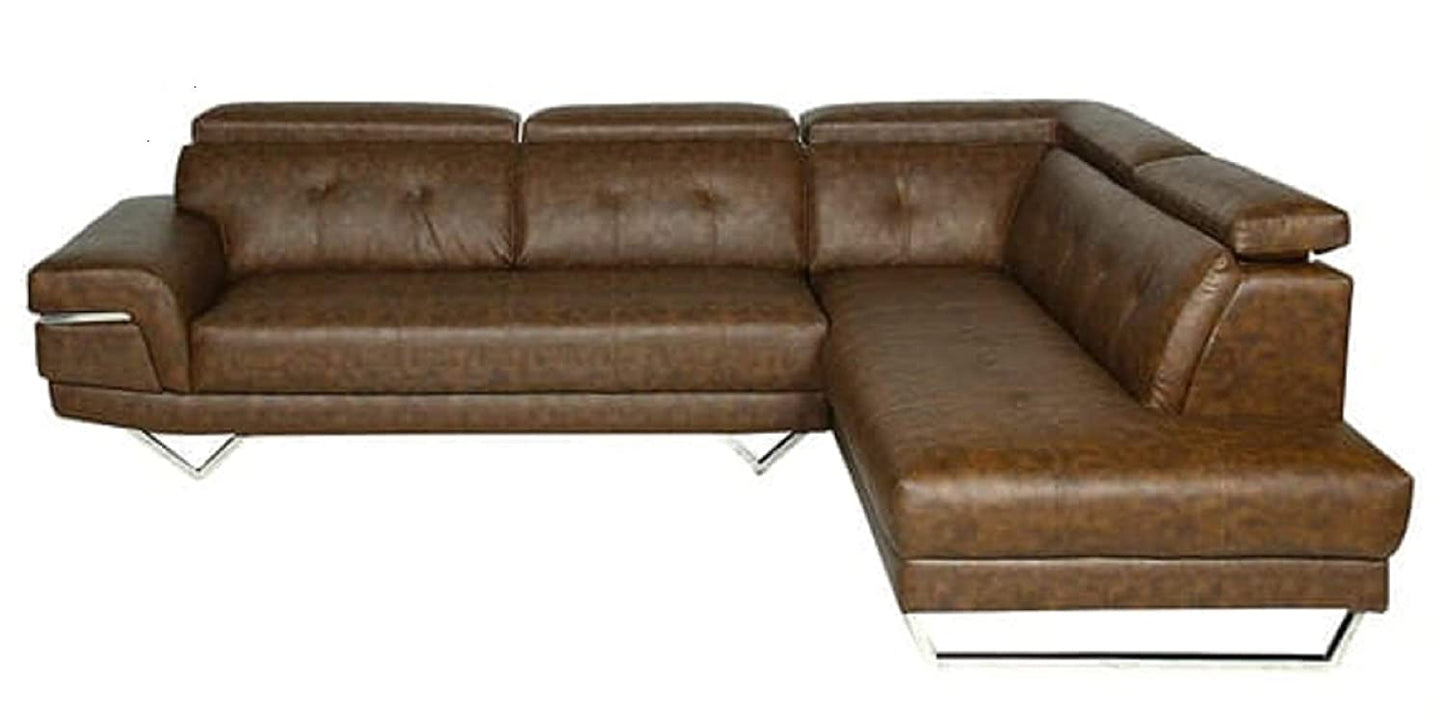 Designer Sofa Set:- Hugo Corner L Shape 6 Seater Fabric Luxury Furniture Sofa Set (Brown)
