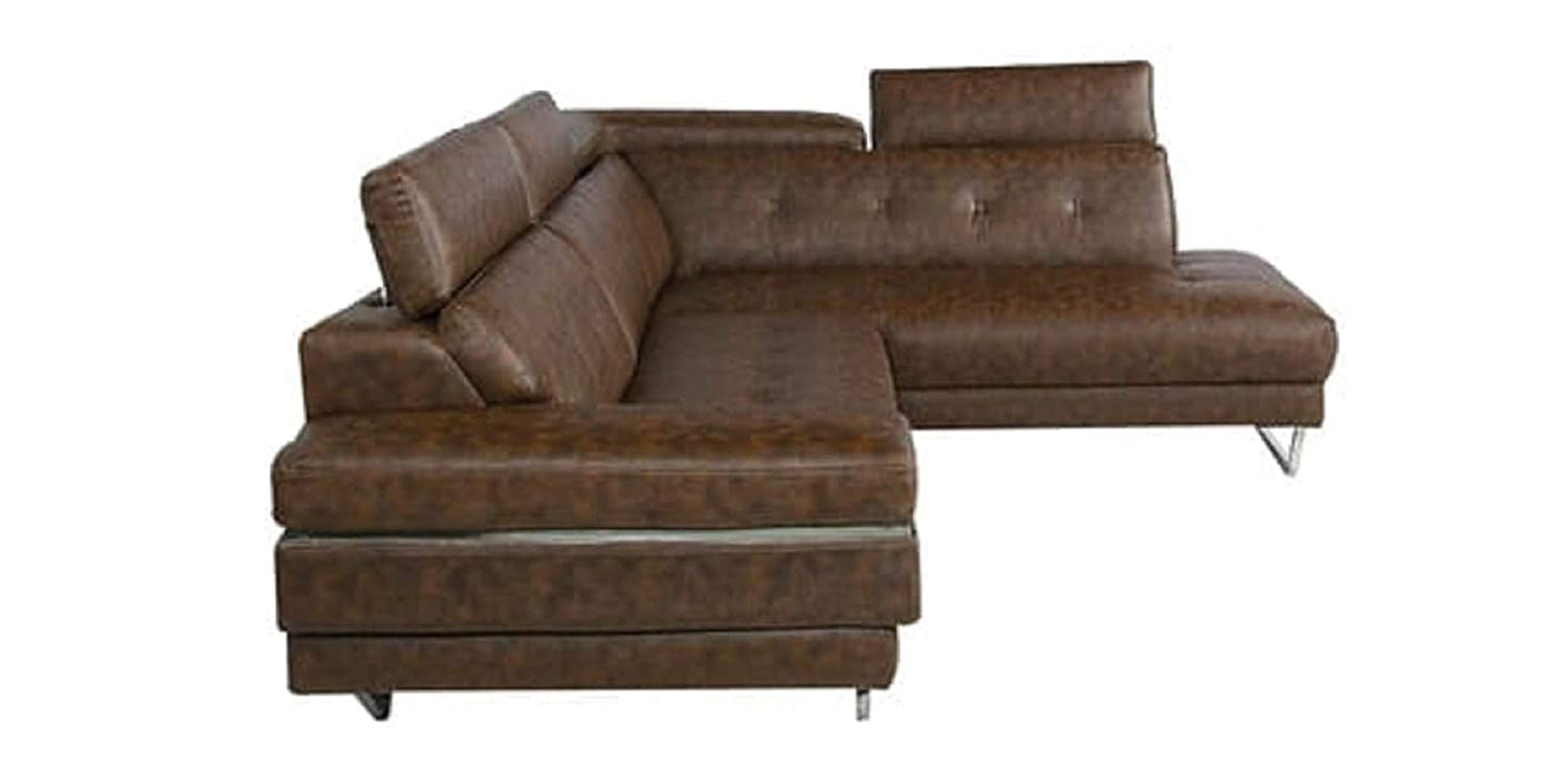 Designer Sofa Set:- Hugo Corner L Shape 6 Seater Fabric Luxury Furniture Sofa Set (Brown)