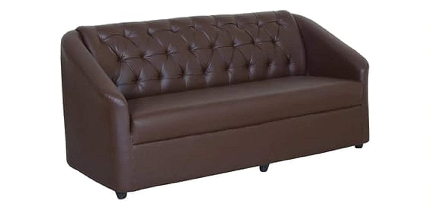 Designer Sofa Set:- Dark Brown 3 Seater Leatherette Luxury Furniture Sofa Set
