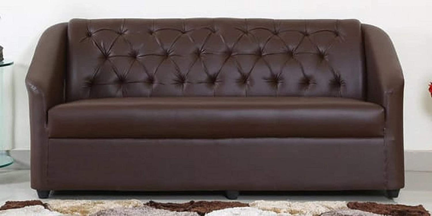 Designer Sofa Set:- Dark Brown 3 Seater Leatherette Luxury Furniture Sofa Set