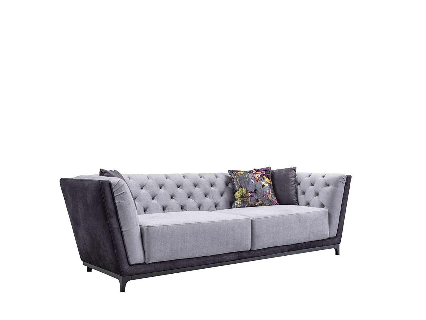 Designer Sofa Set:- Maverick 2+2+1 Suede Fabric 5 Seater Sofa Set Luxury Furniture (Light & Dark Grey)