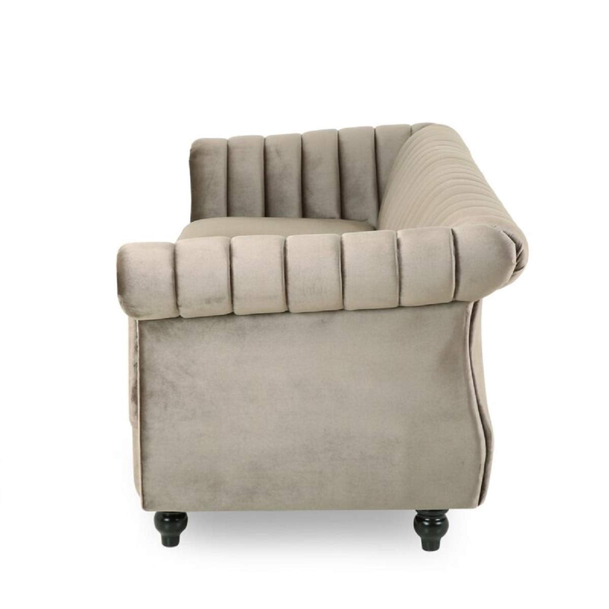 Designer Sofa Set:- 3 Seater Velvet Fabric Luxury Furniture Sofa Set (Olive Light Grey)
