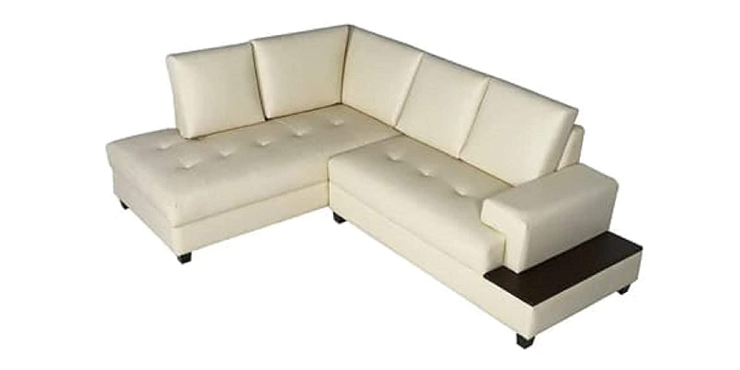 Designer Sofa Set:- L Shape 5 Seater Leatherette Luxury Furniture Sofa Set (Off White)