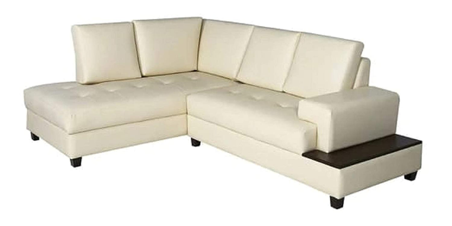 Designer Sofa Set:- L Shape 5 Seater Leatherette Luxury Furniture Sofa Set (Off White)