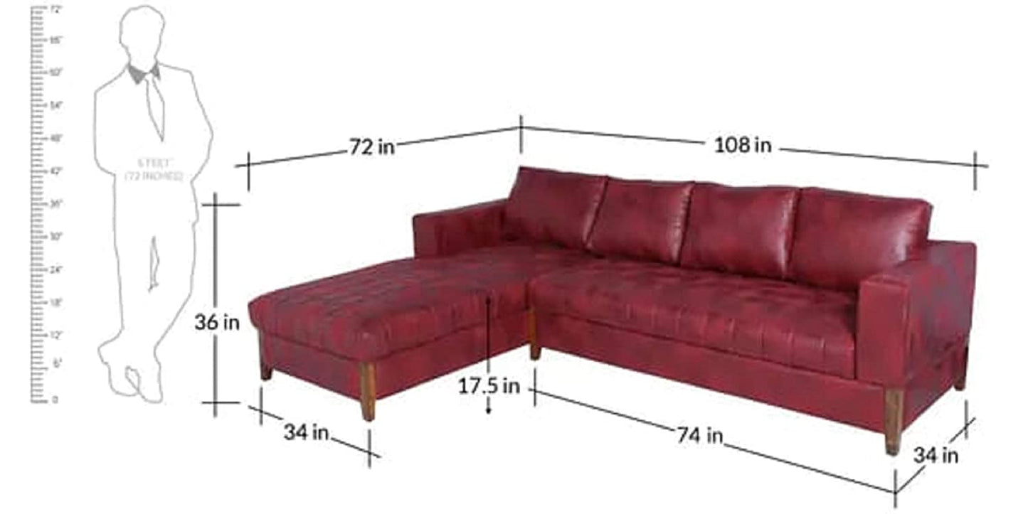 Designer Sofa Set:- Oliver L Shape 5 Seater Leatherette Luxury Furniture Sofa Set (Maroon)