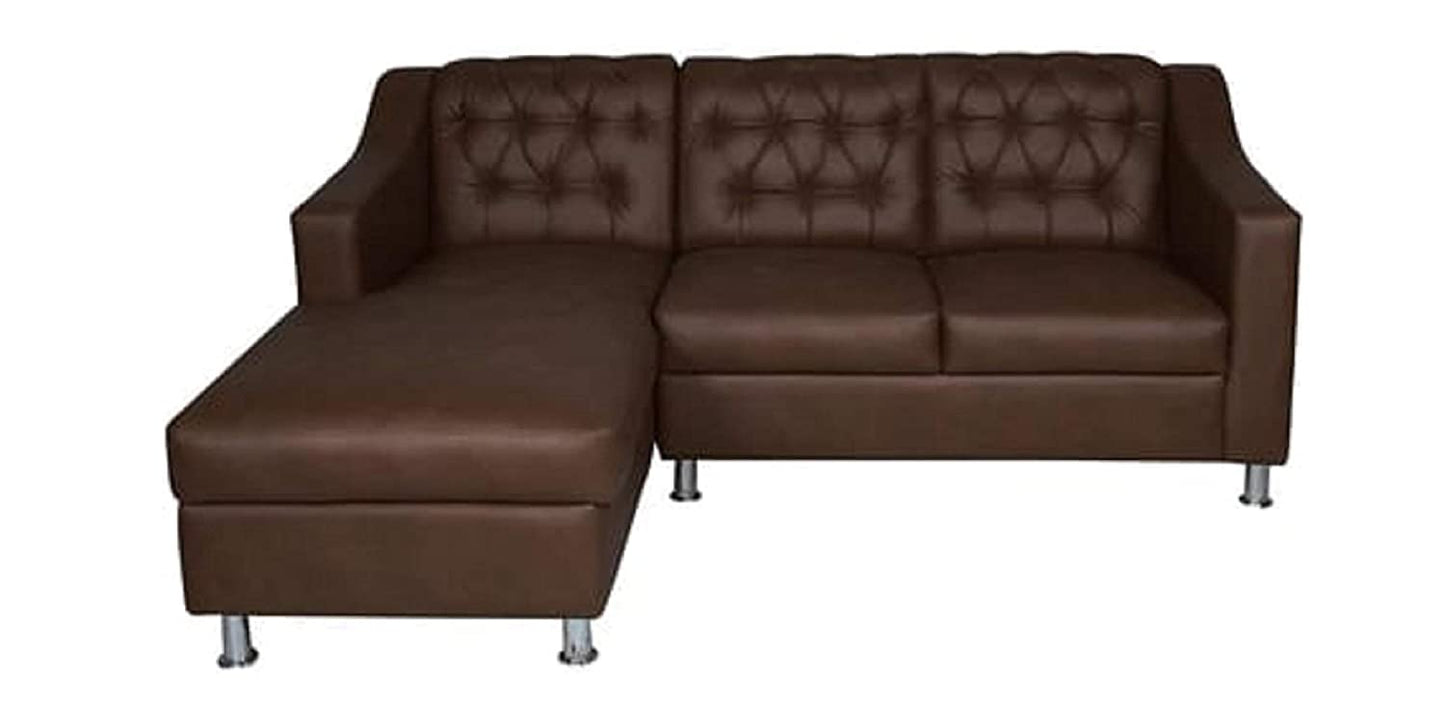 Designer Sofa Set:- L Shape 4 Seater Leatherette Luxury Furniture Sofa Set (Brown)