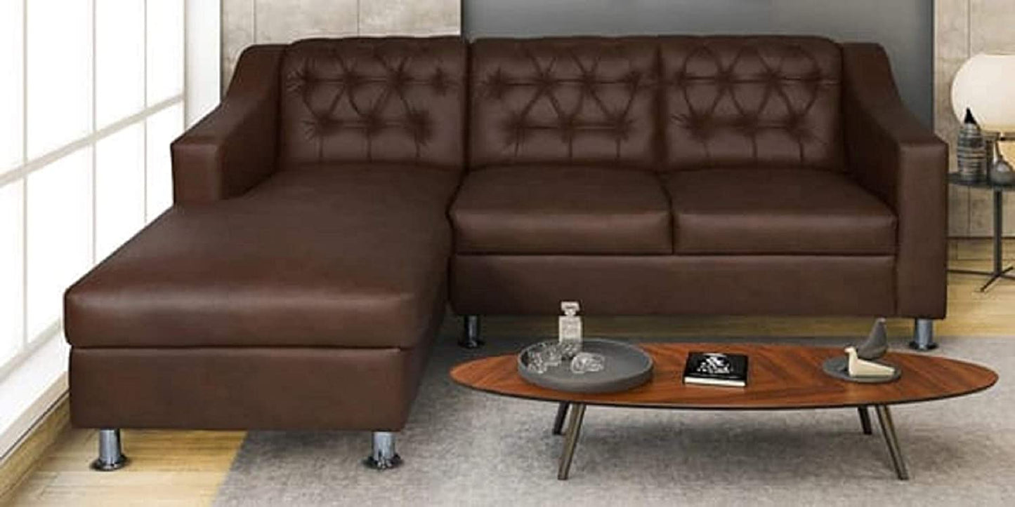 Designer Sofa Set:- L Shape 4 Seater Leatherette Luxury Furniture Sofa Set (Brown)