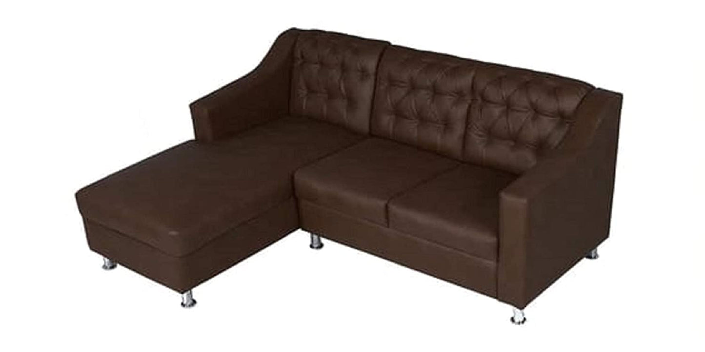 Designer Sofa Set:- L Shape 4 Seater Leatherette Luxury Furniture Sofa Set (Brown)