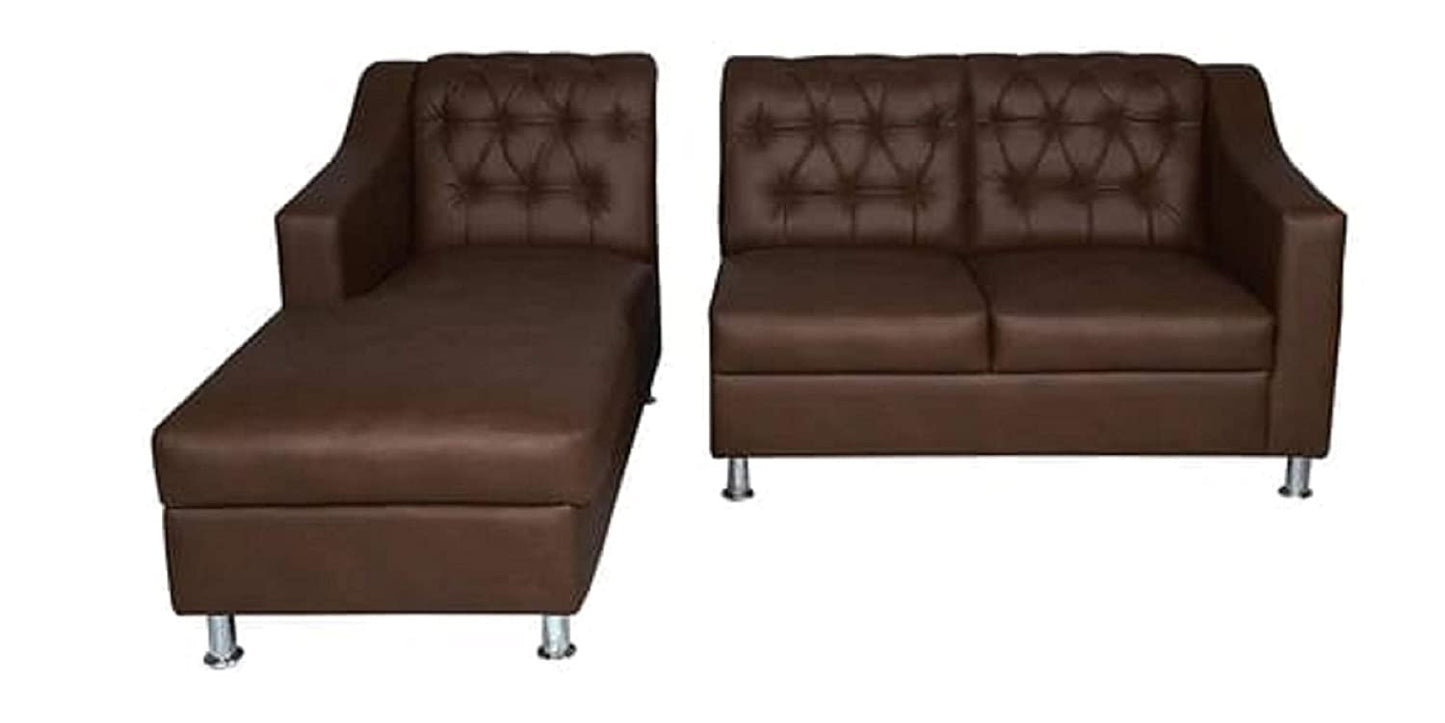 Designer Sofa Set:- L Shape 4 Seater Leatherette Luxury Furniture Sofa Set (Brown)