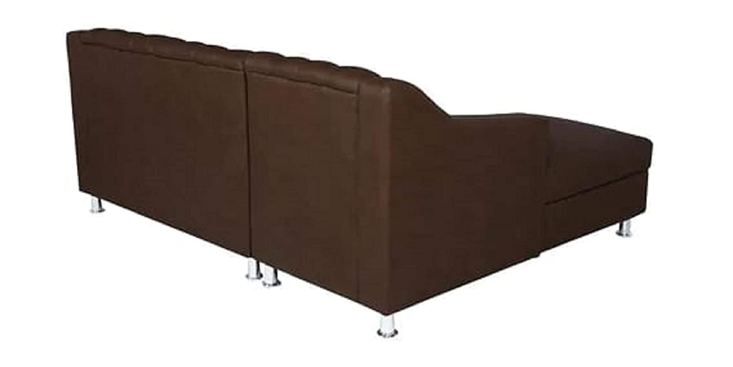 Designer Sofa Set:- L Shape 4 Seater Leatherette Luxury Furniture Sofa Set (Brown)