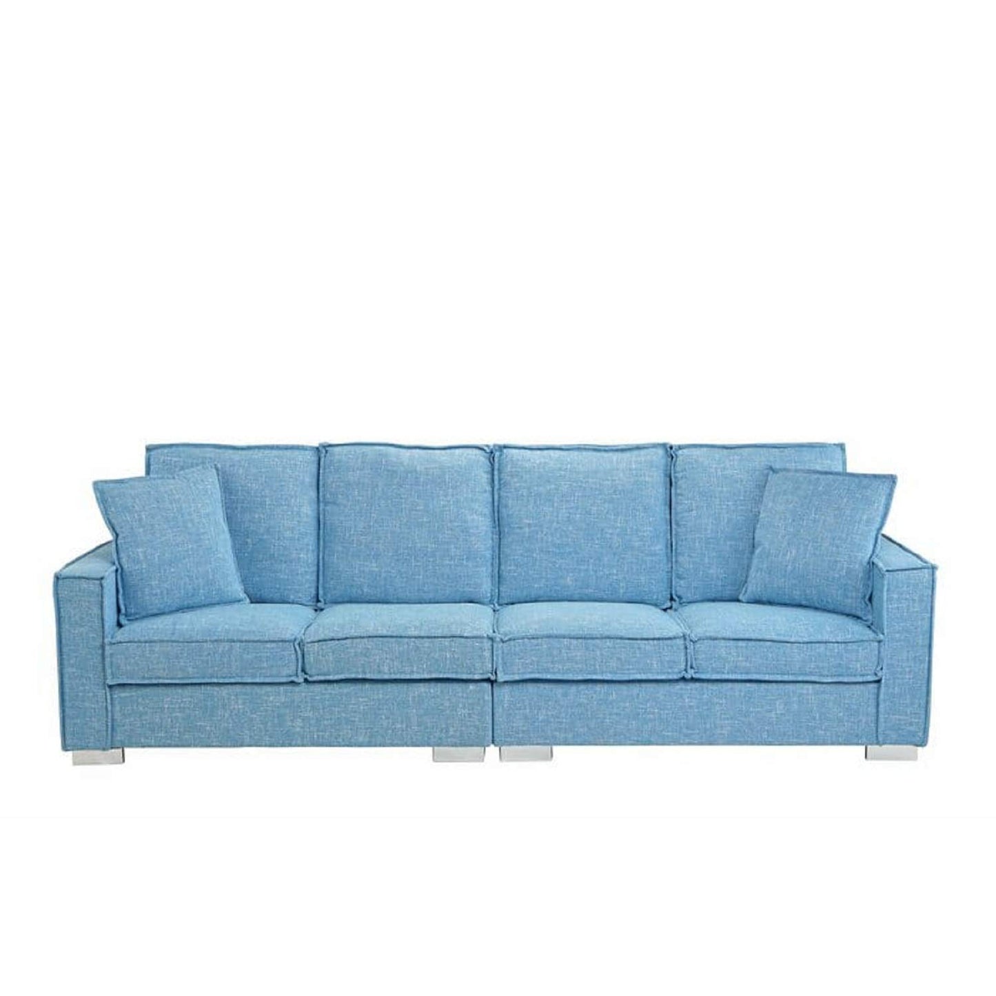 Designer Sofa Set:- 4 Seater Fabric Luxury Furniture Sofa Set (Light Blue)