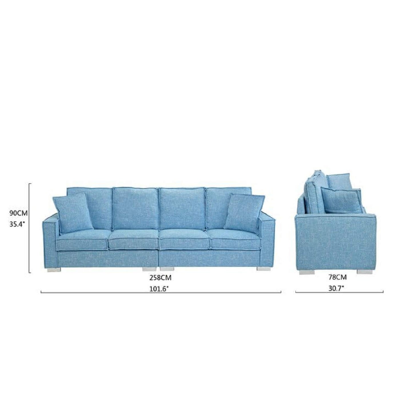 Designer Sofa Set:- 4 Seater Fabric Luxury Furniture Sofa Set (Light Blue)