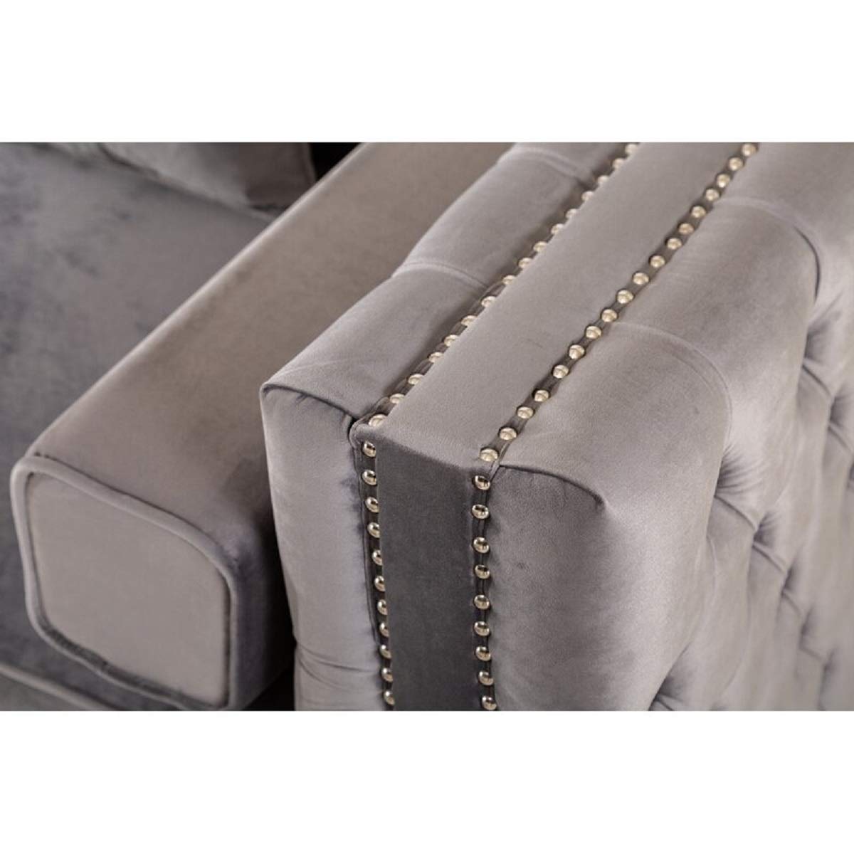 Designer Sofa Set:- Logue 3 Seater Velvet Fabric Sofa (Grey)