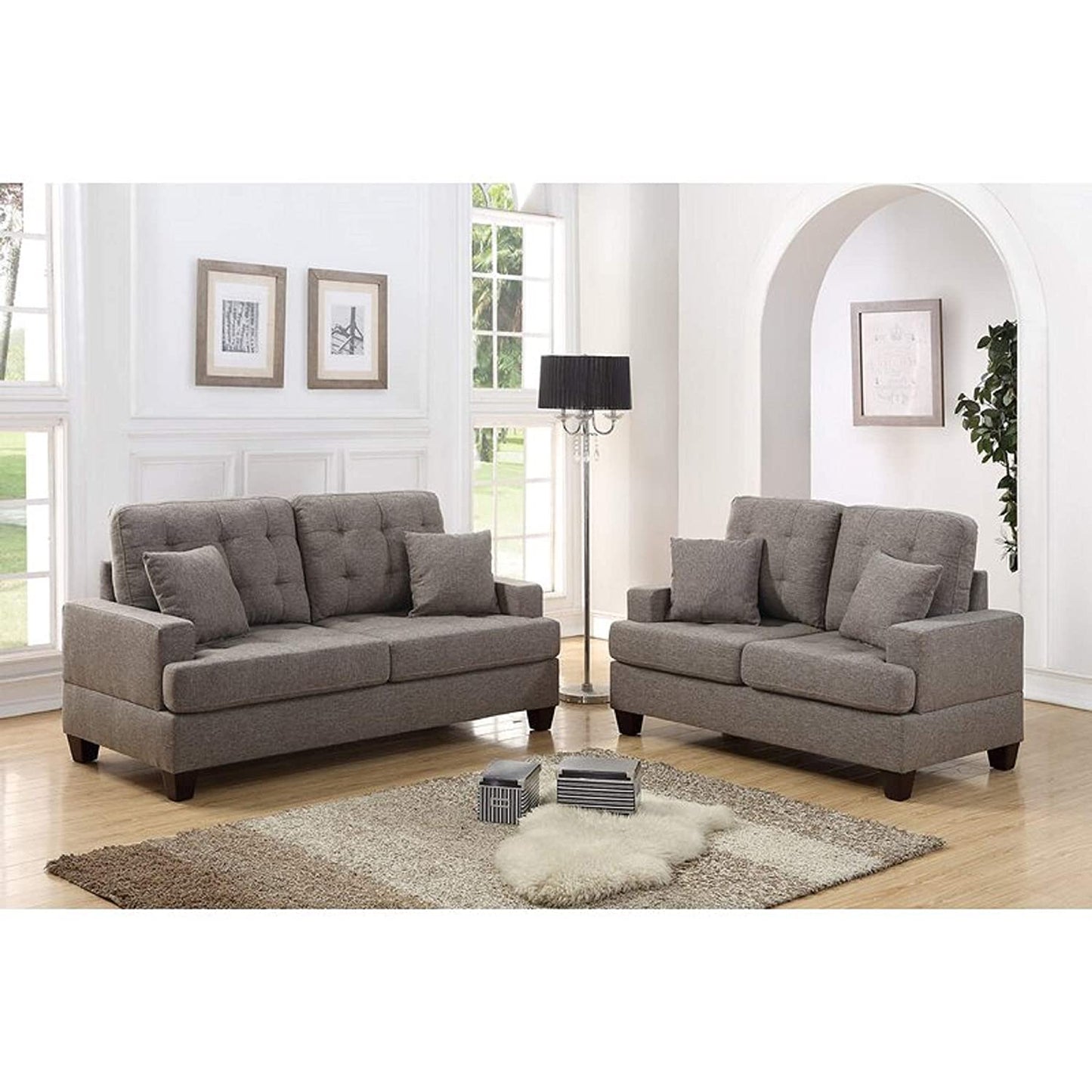 Designer Sofa Set:- AMIA 3+2 Fabric Luxury Furniture Sofa Set (Grey)