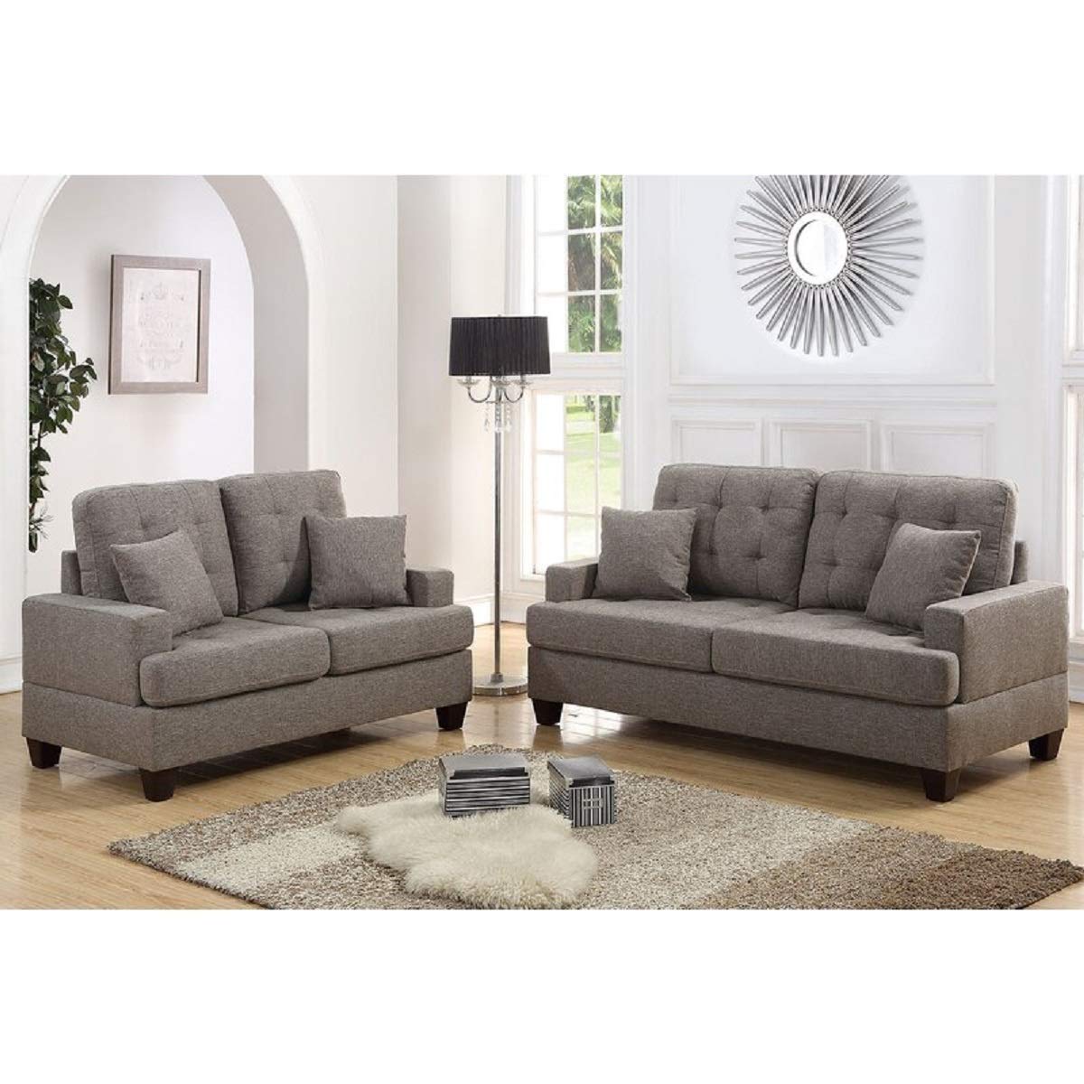 Designer Sofa Set:- AMIA 3+2 Fabric Luxury Furniture Sofa Set (Grey)