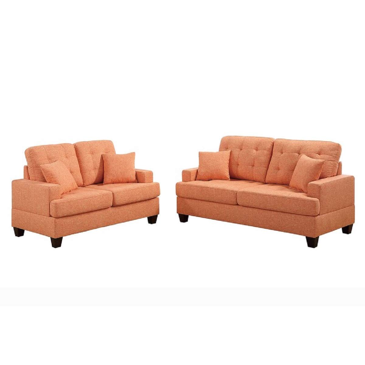 Designer Sofa Set:- AMIA 3+2 Fabric Luxury Furniture Sofa Set (Orange)