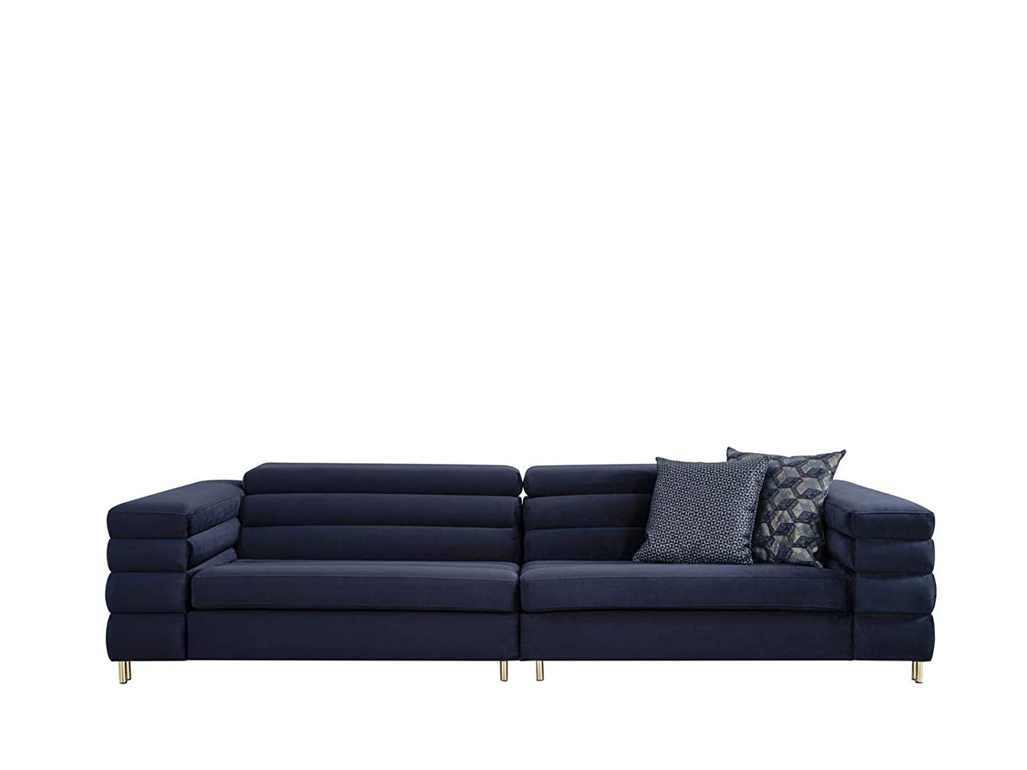 Designer Sofa Set:- 4+2+1 Fabric 7 Seater Luxury Furniture Sofa Set (Grey & Blue)