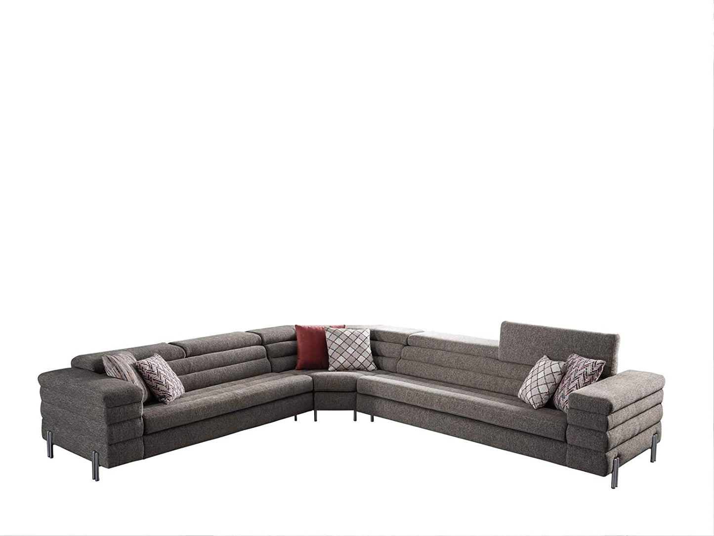 Designer Sofa Set:- Legacy L Shape Fabric 6 Seater Sofa Set Luxury Furniture (Cream)