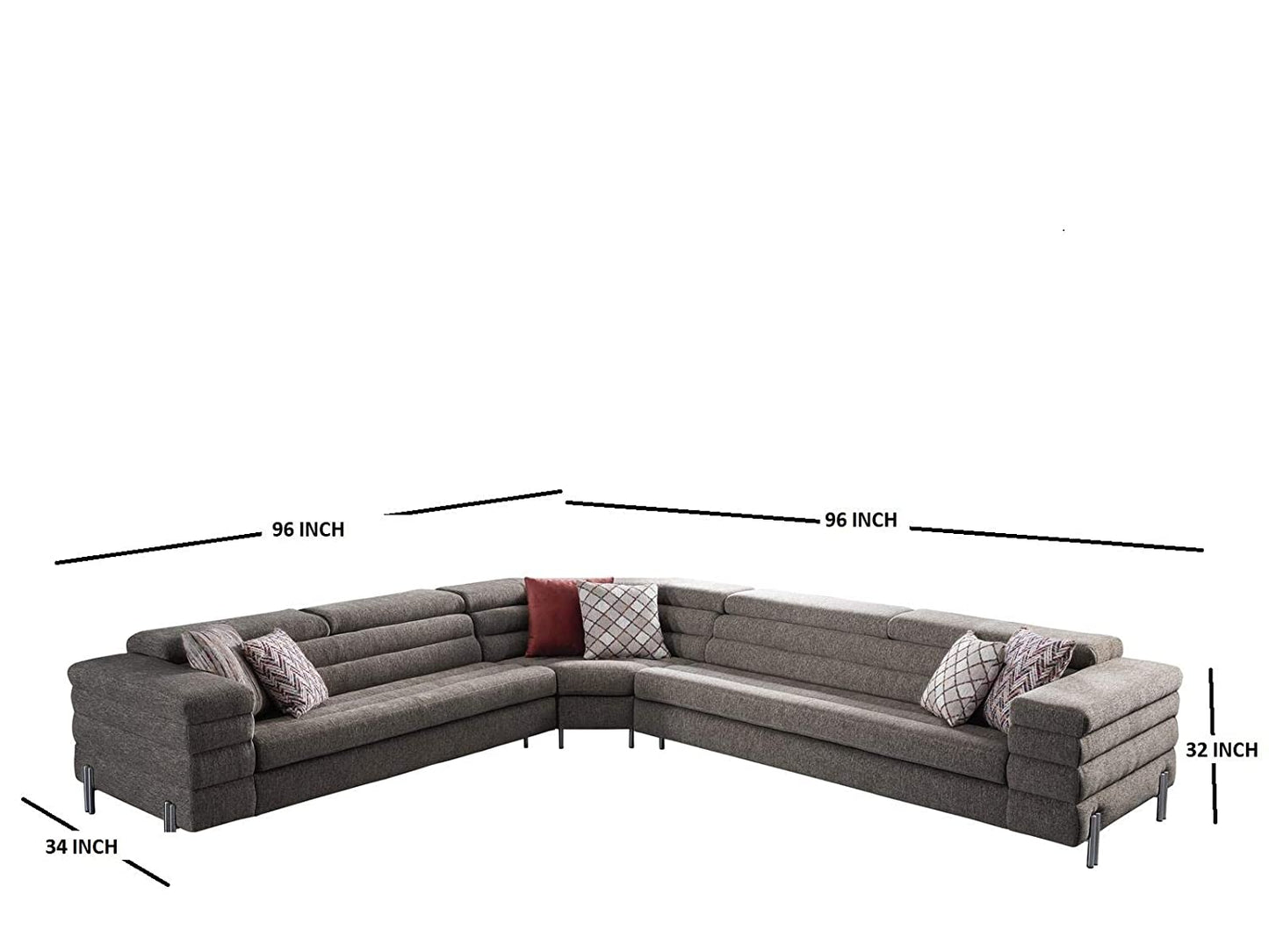 Designer Sofa Set:- Legacy L Shape Fabric 6 Seater Sofa Set Luxury Furniture (Cream)
