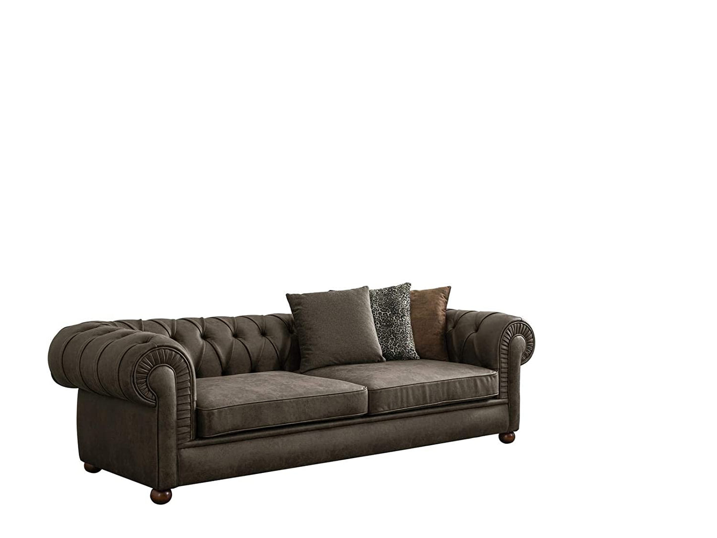 Designer Sofa Set:- 2+2+ 1 Wing Chair Fabric 6 Seater Luxury Furniture Sofa Set (Dark Brown)