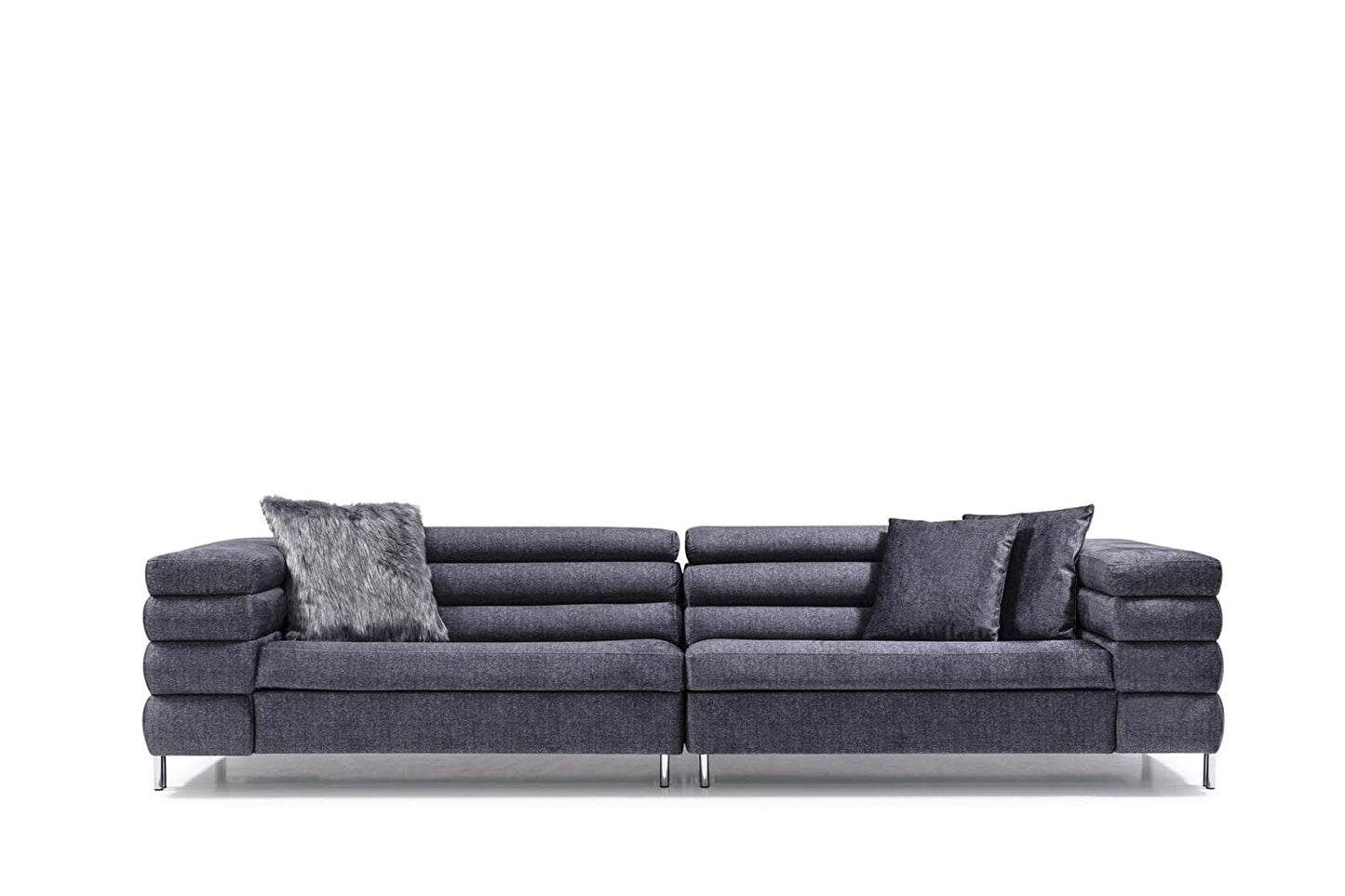 Designer Sofa Set:- 4 Seater Fabric Luxury Furniture Sofa Set (Dark Grey)