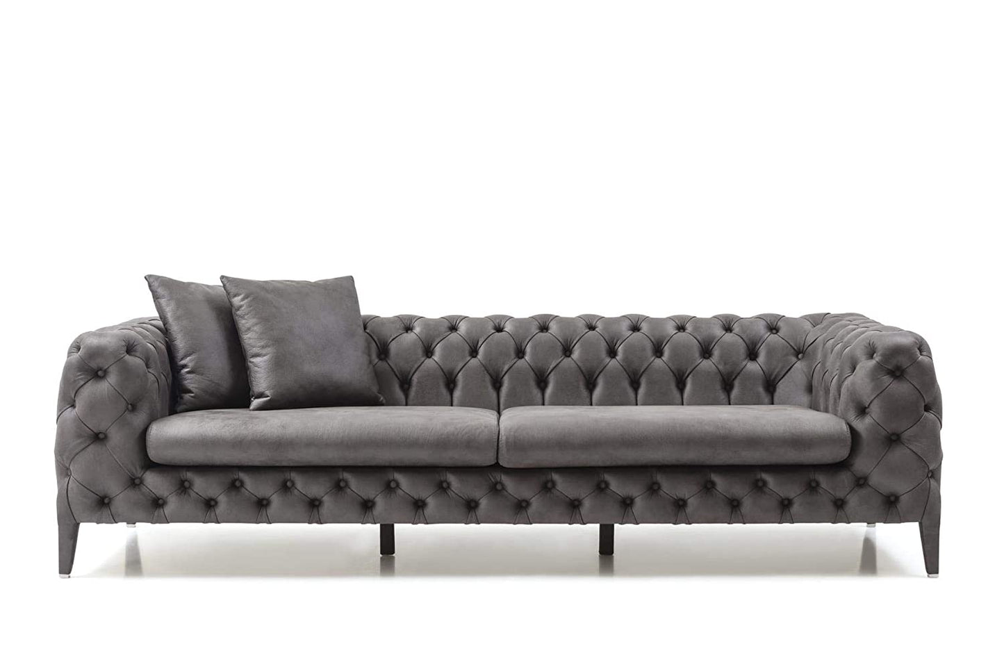 Designer Sofa Set:- 2+2+1 Wing Chair 5 Seater Luxury Furniture Sofa Set (Grey & Cream)
