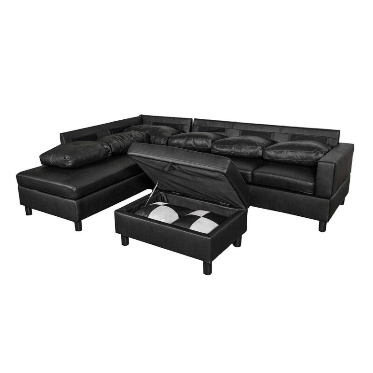 Designer Sofa Set:- Paes 3+2+1 Leatherette Luxury Furniture Sofa Set (Black)