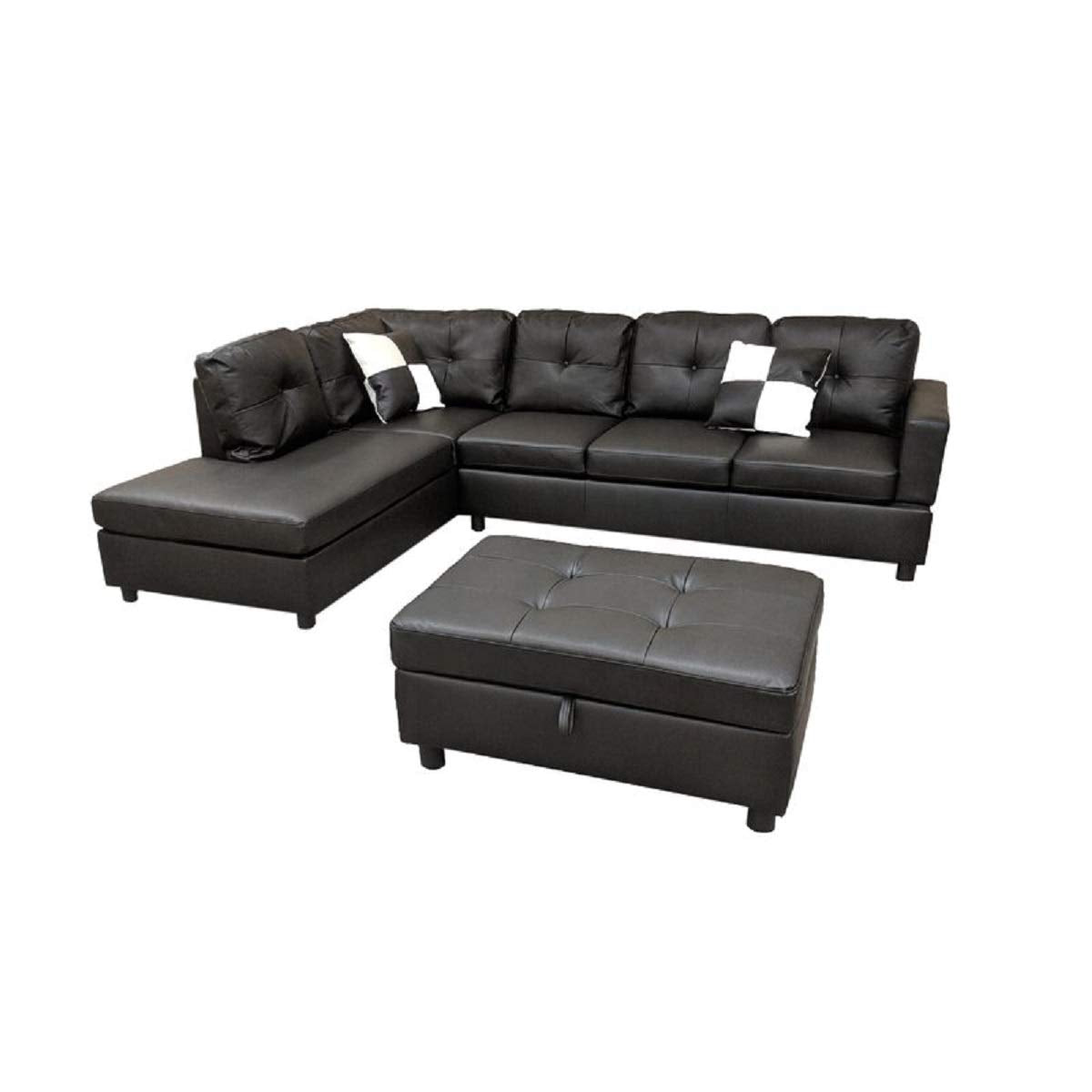 Designer Sofa Set:- Paes 3+2+1 Leatherette Luxury Furniture Sofa Set (Black)