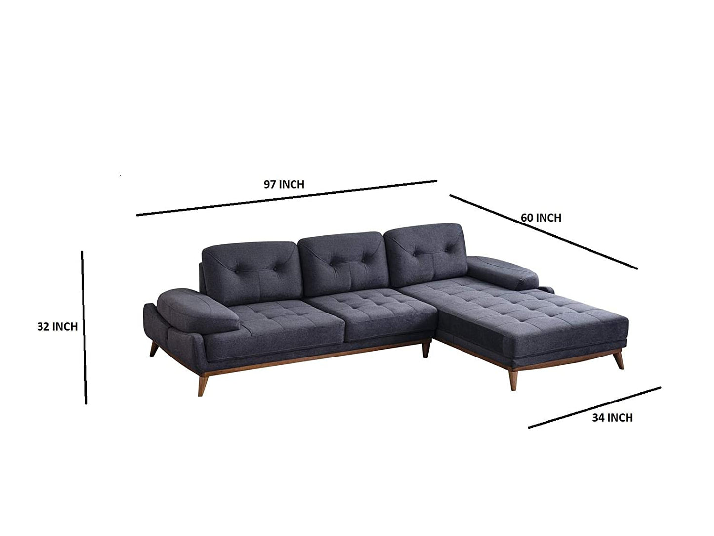 Designer Sofa Set:- L Shape Fabric 5 Seater Luxury Furniture Sofa Set with arm Chair (Printed, Dark Grey)