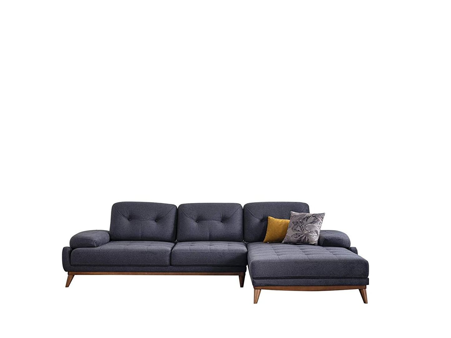 Designer Sofa Set:- L Shape Fabric 5 Seater Luxury Furniture Sofa Set with arm Chair (Printed, Dark Grey)