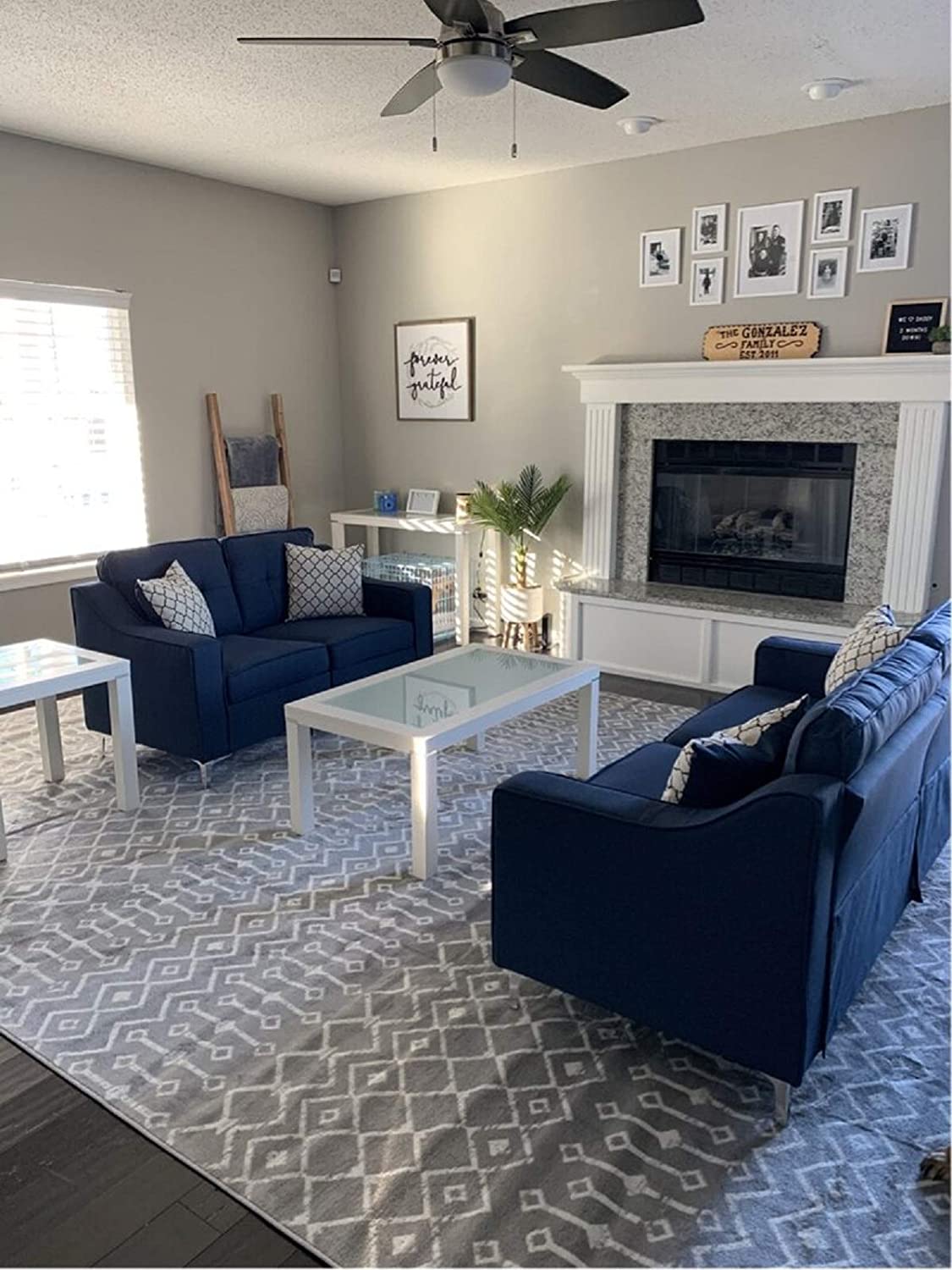 Designer Sofa Set:- AMIA 3+2 Fabric Luxury Furniture Sofa Set (Navy Blue)
