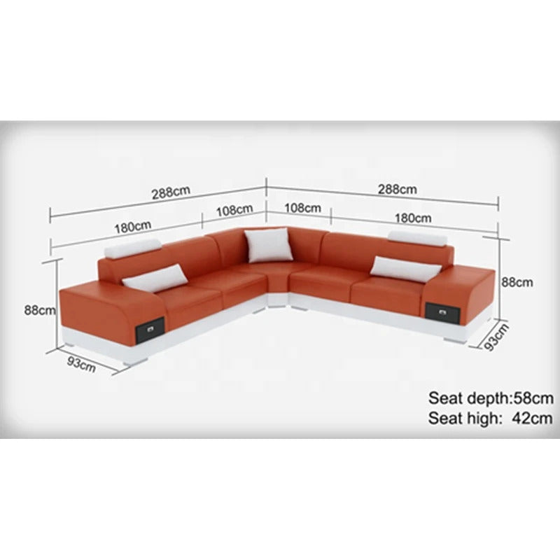 Designer Sofa Set:- American Style L Shape Modern Luxury Furniture Sofa Set (Black and White)