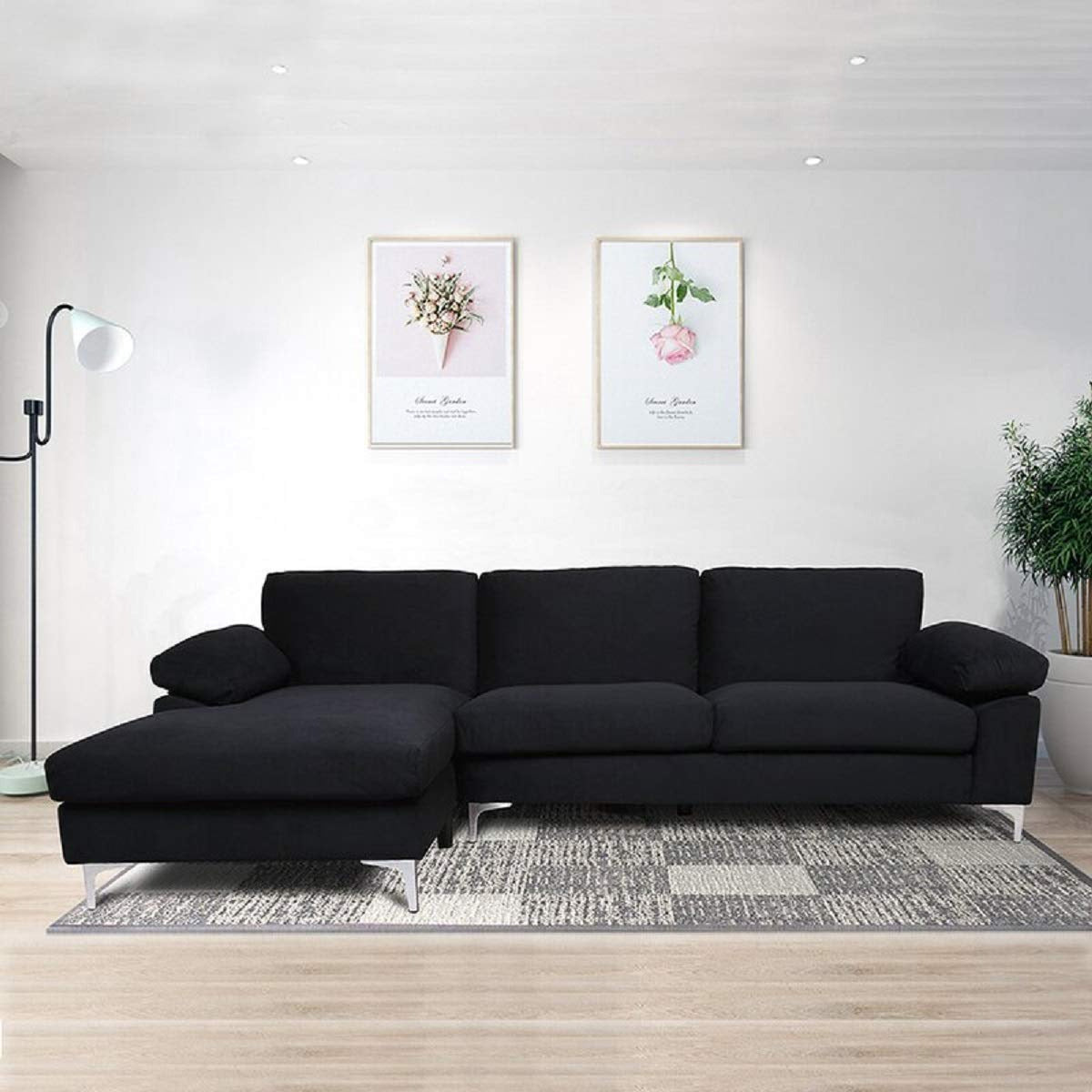 Designer Sofa Set:- Daiyan L Shape 5 Seater Velvet Luxury Furniture Sofa Set