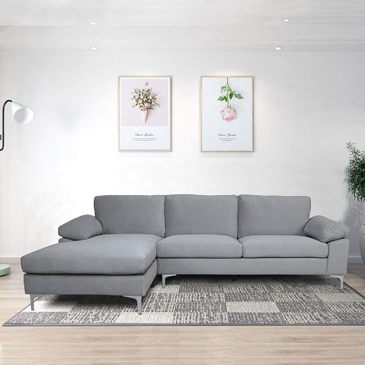 Designer Sofa Set:- Daiyan L Shape 5 Seater Velvet Luxury Furniture Sofa Set