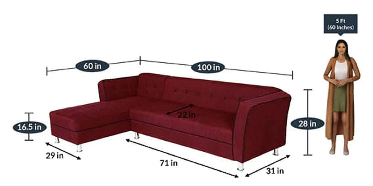 Designer Sofa Set:- Dora L Shape 5 Seater Fabric Luxury Furniture Sofa Set
