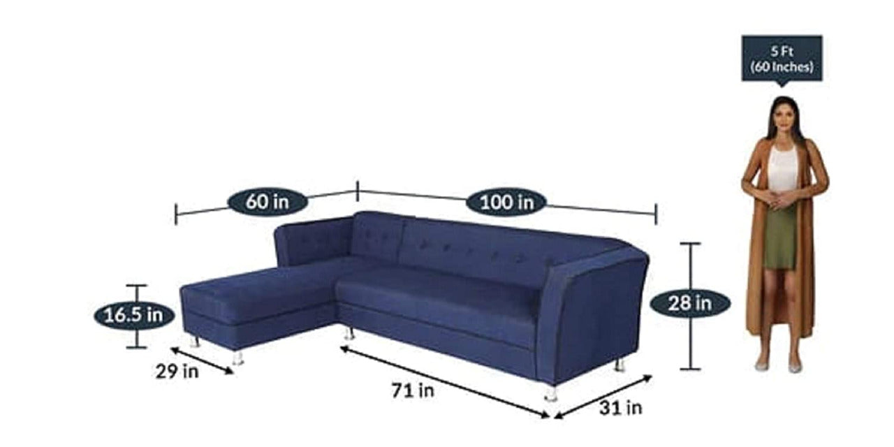 Designer Sofa Set:- Dora L Shape 5 Seater Fabric Luxury Furniture Sofa Set